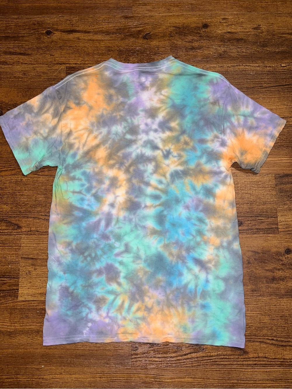 Halloween Tie Dye Handmade Colorful Short Sleeve Crewneck Cotton Shirt Size M - Picture 3 of 7